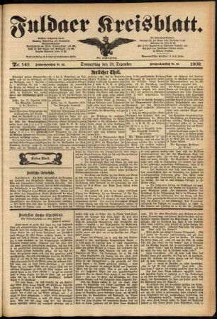 Erste Ausgabe vom Donnerstag, den 18. Dezember 1902.