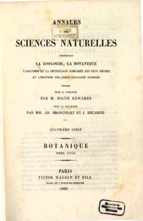 Annales des sciences naturelles. Botanique. 18, 18. 1862