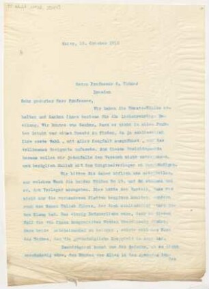 Brief an Otto Thümer : 15.10.1912