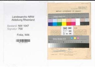 Entnazifizierung Willi Finke , geb. 06.06.1908 (Beamter)