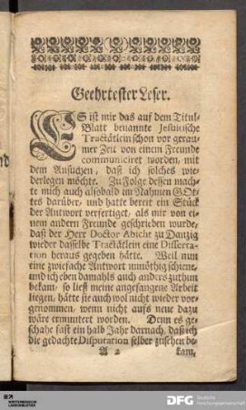 Geehrtester Leser.