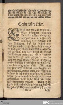 Geehrtester Leser.