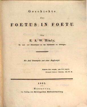 Beiträge zur Anatomie und Physiologie, 2. Geschichte des foetus in foetu