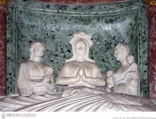 Grabmal des Kardinals von Portugal Antonio Martinez de Cháves (+1447), Tugendpersonifikationen: Fides, Spes und Caritas
