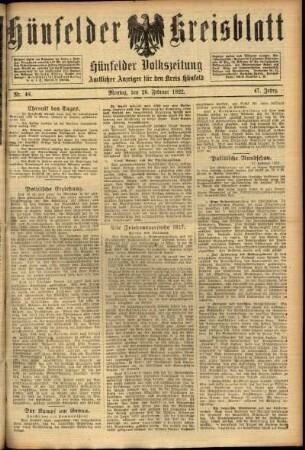 Ausgabe vom Sonntag, den 26. Februar 1922.