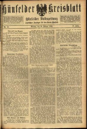 Ausgabe vom Sonntag, den 26. Februar 1922.