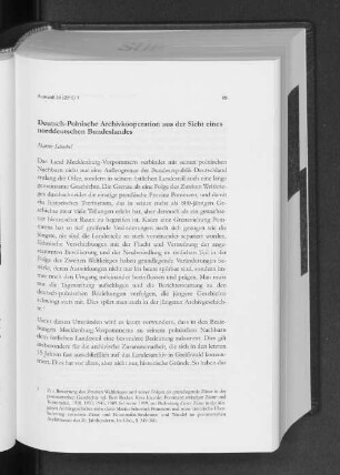 Deutsch-Polnische Archivkooperation aus der Sicht eines norddeutschen Bundeslandes