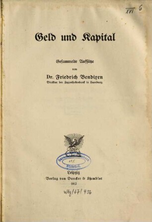 Geld und Kapital : gesammelte Aufsätze