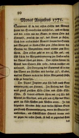 Monat Augustus 1771.