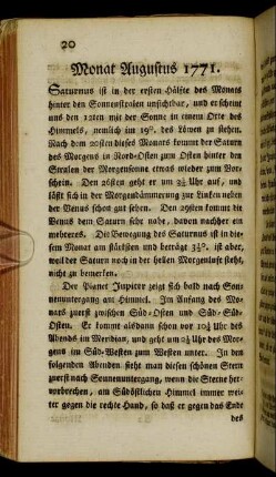 Monat Augustus 1771.