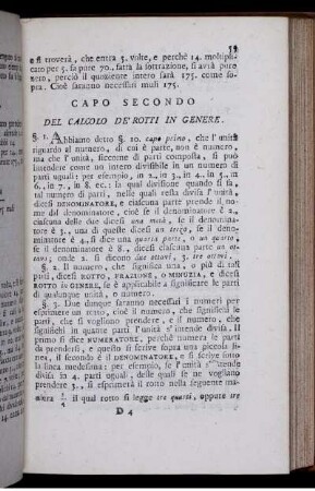 Capo Secondo. Del Calcolo dei Rotti in Genere.