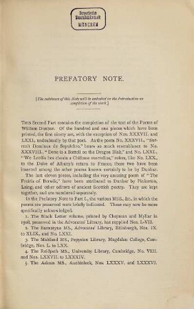The poems of William Dunbar, 2. (Completing the text)
