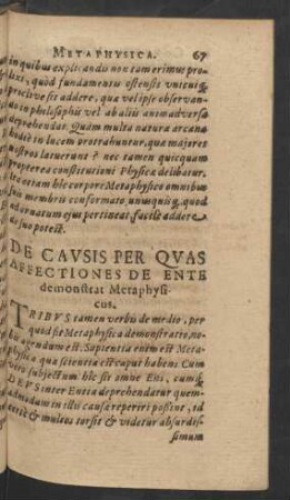 De Causis Per Quas Affectiones De Ente demonstrat Metaphysicus.