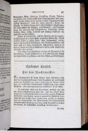 Siebentes Kapitel. Für den Wachtmeister