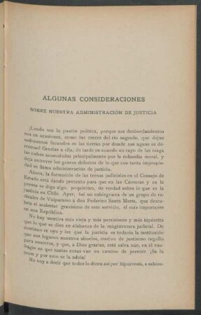 Algunas consideraciones sobre nuestra administración de justicia