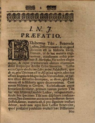 De eo, quod divinum est in historia civili, Deo clementer assistente