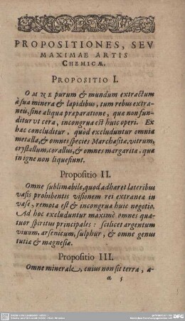 PROPOSITIONES, SEU MAXIMAE ARTIS CHEMICAE.