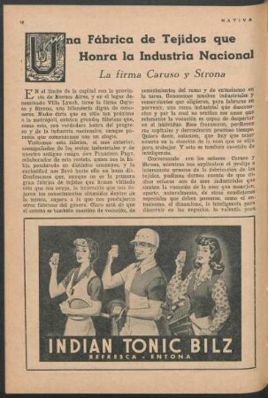 Una fábrica de tejidos que honra la industria nacional : La firma Caruso y Strona