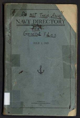 Navy Directory - Officers of the United States Navy and Marine Corps, July 1, 1923.