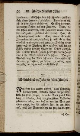 III. Abschiedsreden Jesu an seine Jünger. - IV. Jesu Leiden, Tod, Begräbniß.