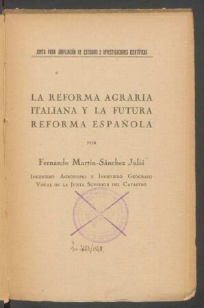 La reforma agraria italiana y la futura reforma española