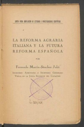 La reforma agraria italiana y la futura reforma española