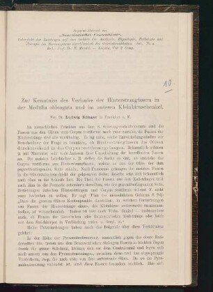 Zur Kenntniss des Verlaufes der Hinterstrangfasern in der Medulla oblongata und im unteren Kleinhirnschenkel
