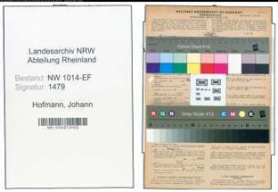 Entnazifizierung Johann Hofmann , geb. 28.08.1890 ()