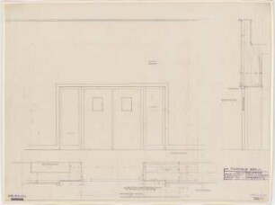 Haus des Rundfunks, Berlin-Charlottenburg: Saal 2, Tür, Aufriss, Grundriss, Schnitt 1:10