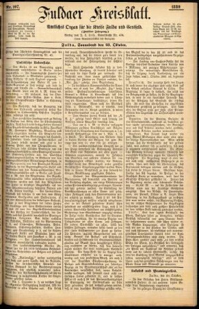Erste Ausgabe vom Samstag, den 23. Oktober 1880.