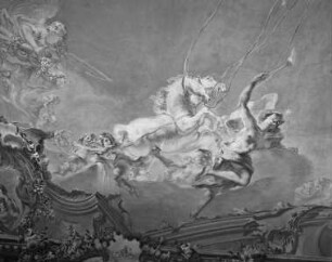 Innendekoration des Weißen Saales — Allegorische Darstellung des fürstlich-sommerlichen Landlebens — Triumph Auroras