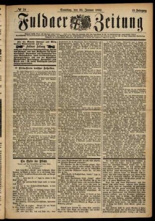 Ausgabe vom Samstag, den 30. Januar 1892.