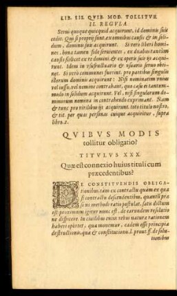 Quibus Modis tollitur obligatio? Titulus XXX.