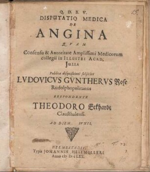 Disputatio Medica De Angina