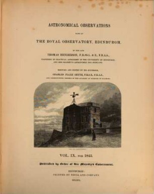 Astronomical observations made at the Royal Observatory, Edinburgh. 9. 1843