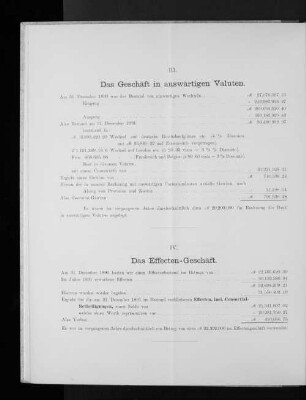 IV. Das Effecten-Geschäft.