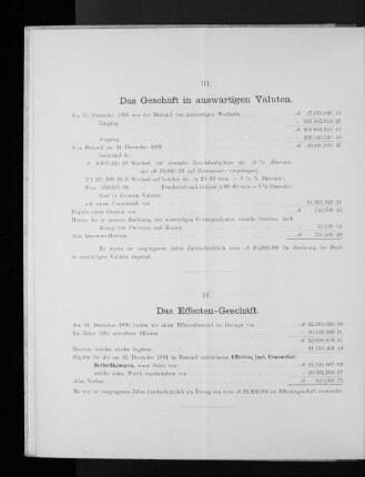 IV. Das Effecten-Geschäft.