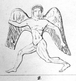 Nackte männliche geflügelte Figur