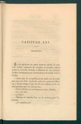 Capítulo XXV. - Despedida.