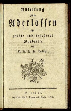 Anleitung zum Aderlassen für geübte und angehende Wundärzte