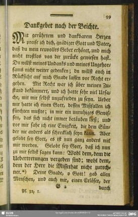 Dankgebet nach der Beichte