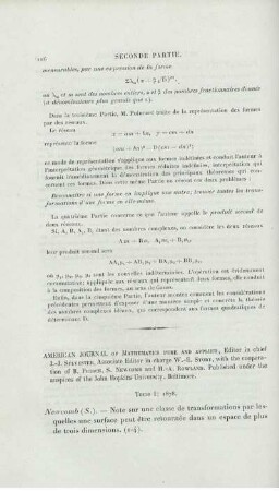 American Journal of mathematiks pure applied.