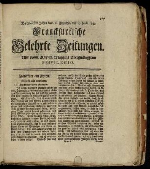 Num. LI. Freytags, den 27. Junii. 1747 - Num. LX. Freytags, den 28. Julii. 1747