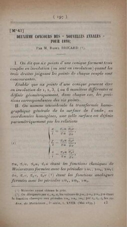 Deuxième concours des "Nouvelles Annales" pour 1898.