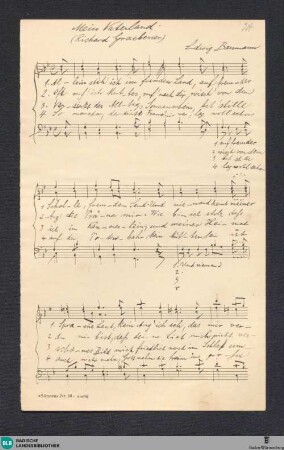 Mein Vaterland - Mus. Hs. 1394,24 : Coro maschile; B|b