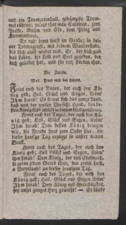 Die Zweite. Mel. Freut euch des Lebens.