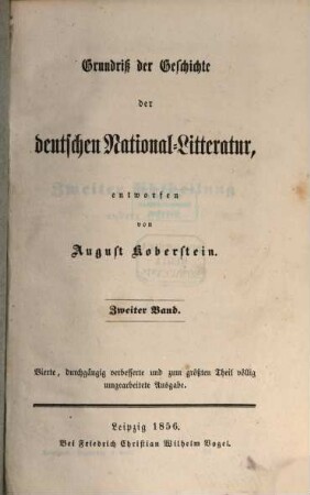 Grundriß der Geschichte der deutschen National-Litteratur, 2