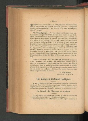 Un Congrès Colonial Indigène.