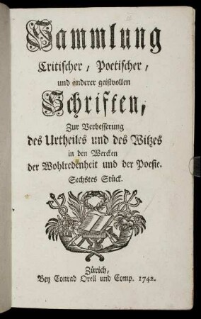 6: Sammlung critischer, poetischer und anderer geistvollen Schriften