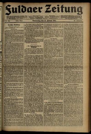 Erste Ausgabe vom Donnerstag, den 13. Februar 1913.